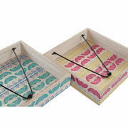 Serviettenring DKD Home Decor Africa Metall MDF (18 x 18 x 4 cm) (2 Stück)