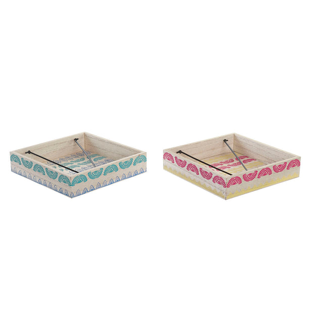 Serviettenring DKD Home Decor Africa Metall MDF (18 x 18 x 4 cm) (2 Stück)