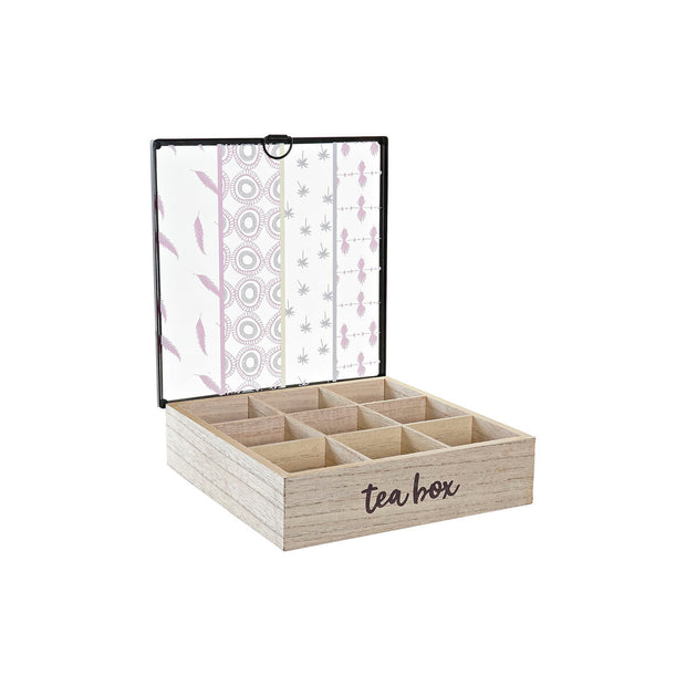 Teebox DKD Home Decor Kristall Metall MDF Afrikaner (24,5 x 24,5 x 6 cm) (2 Stück)