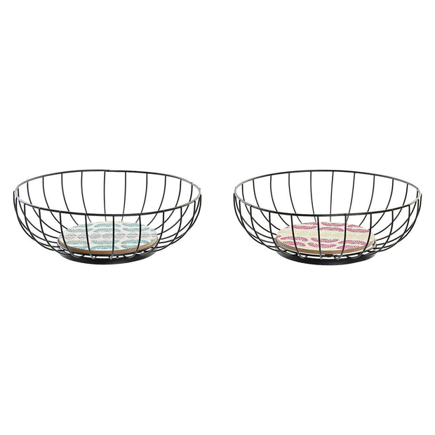 Obstschale DKD Home Decor Metall MDF (28 x 28 x 11 cm) (2 Stück)