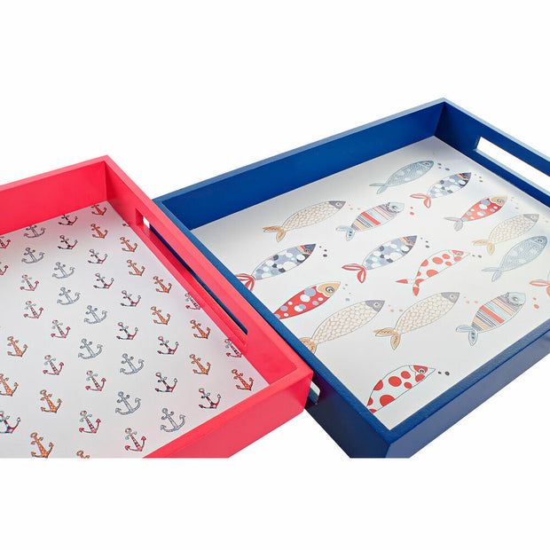 Tablett für Snacks DKD Home Decor MDF (2 Stück) (40 x 30 x 5 cm)