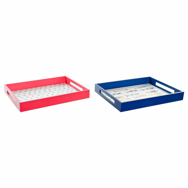 Tablett für Snacks DKD Home Decor MDF (2 Stück) (40 x 30 x 5 cm)