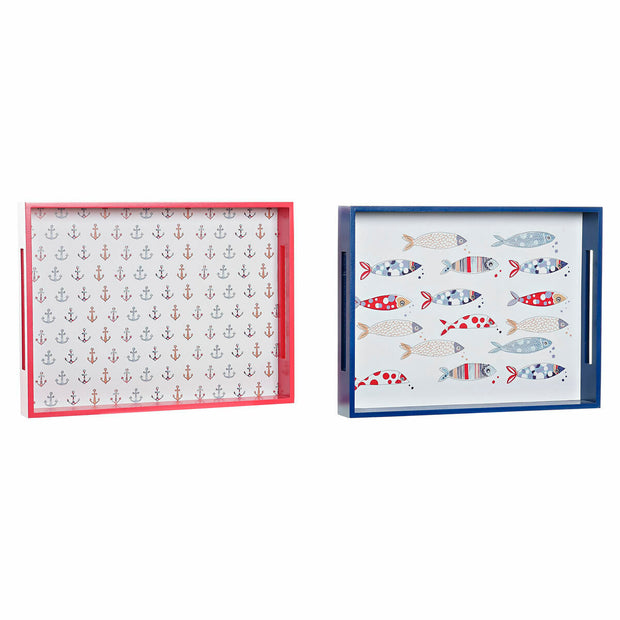 Tablett für Snacks DKD Home Decor MDF (2 Stück) (40 x 30 x 5 cm)
