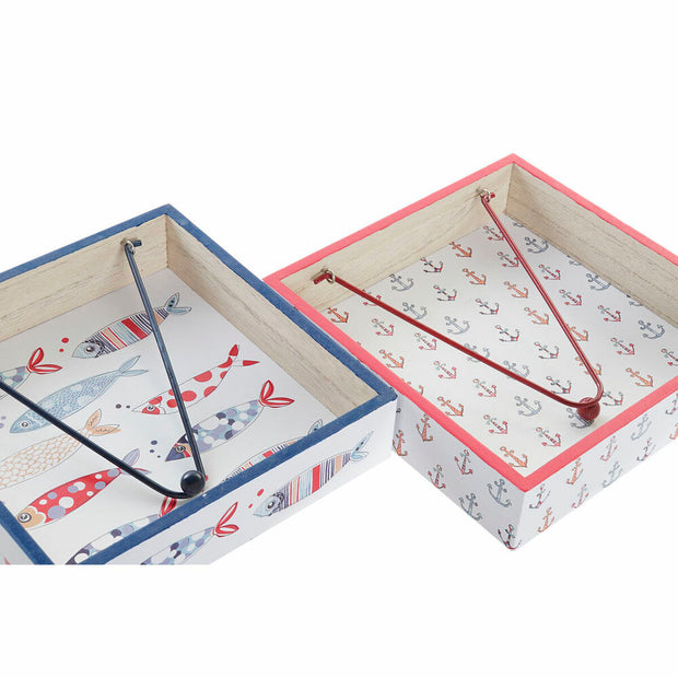 Serviettenring DKD Home Decor Fishes Metall MDF (18 x 18 x 4 cm) (2 Stück)