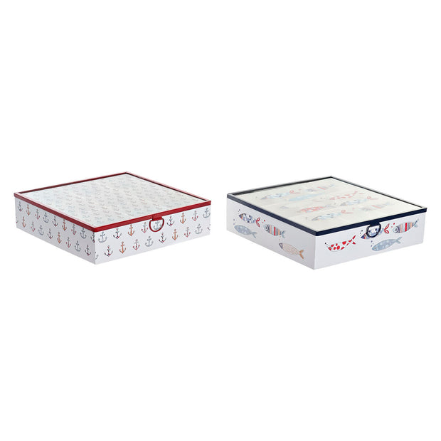 Teebox DKD Home Decor Kristall Metall MDF (24 x 24 x 6,5 cm) (2 Stück)