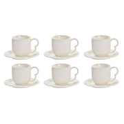 Set aus 6 Teetassen mit Teller DKD Home Decor natürlich Porzellan Weiß (90 ml)