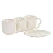 Set aus 6 Teetassen mit Teller DKD Home Decor natürlich Porzellan Weiß (90 ml)