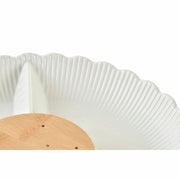 Tablett für Snacks DKD Home Decor natürlich Porzellan Weiß Bambus (25,5 x 25,5 x 3 cm)