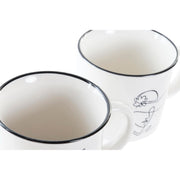 Henkelbecher DKD Home Decor Damen Porzellan Schwarz Weiß Moderne (370 ml) (4 Stück)