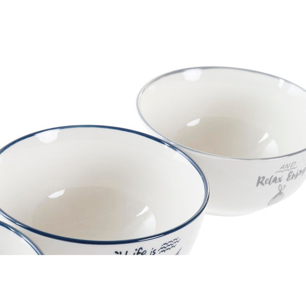 Schüssel DKD Home Decor Porzellan Grau Blau 4 Stück (13 x 13 x 6,4 cm)