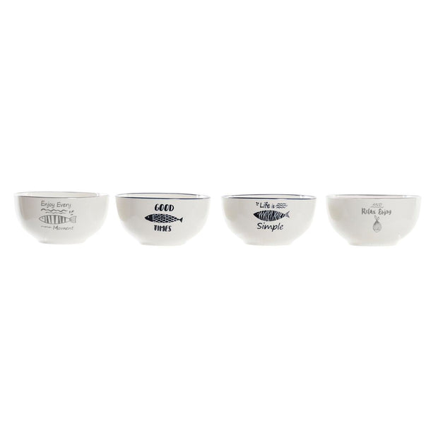 Schüssel DKD Home Decor Porzellan Grau Blau 4 Stück (13 x 13 x 6,4 cm)