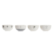 Schüssel DKD Home Decor Porzellan Grau Bone China Porzellan Herzen (13 x 13 x 6,8 cm) (4 Stück)