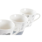 Satz von Kaffeetassen DKD Home Decor Grau Bone China Porzellan (90 ml)