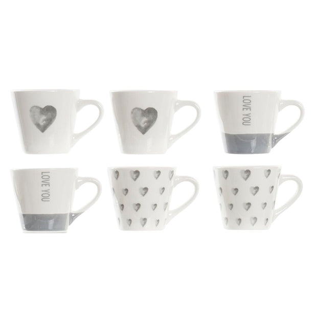 Satz von Kaffeetassen DKD Home Decor Grau Bone China Porzellan (90 ml)