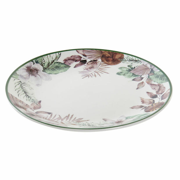 Flad plade DKD Home Decor Blomster Porzellan (19 x 19 x 2 cm)