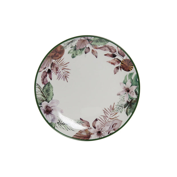 Flad plade DKD Home Decor Blomster Porzellan (19 x 19 x 2 cm)