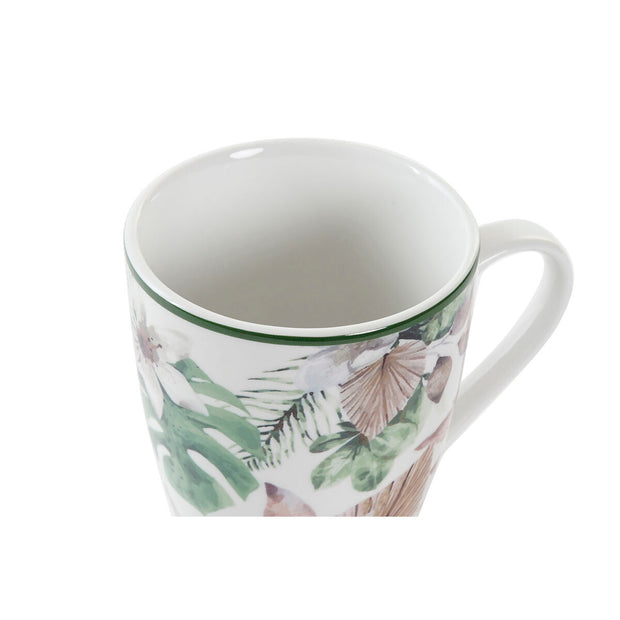 Henkelbecher DKD Home Decor Porzellan Braun Weiß grün Tropical (420 ml)