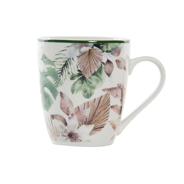 Henkelbecher DKD Home Decor Porzellan Braun Weiß grün Tropical (420 ml)