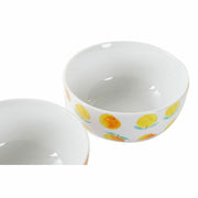 Schüssel DKD Home Decor Früchte Porzellan (13,5 x 13,5 x 6,5 cm) (3 Stück)