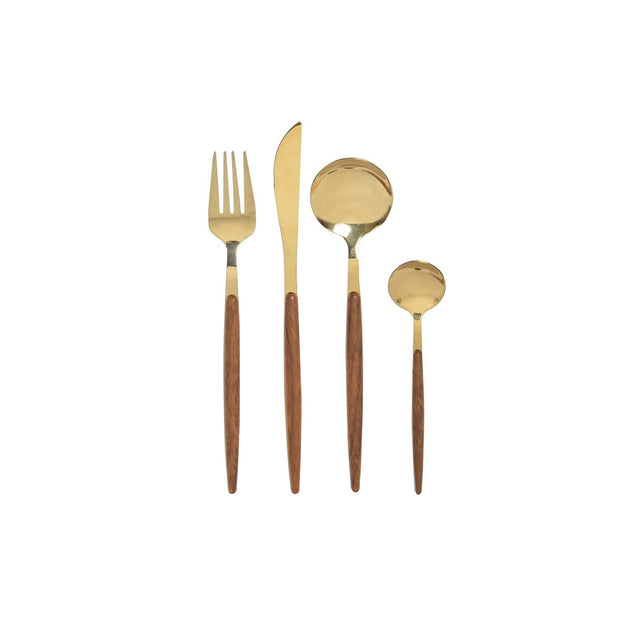 Besteck DKD Home Decor natürlich Golden Edelstahl (3 x 2,4 x 21 cm) (16 pcs)