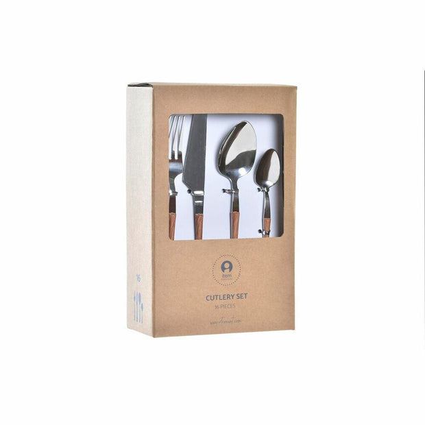 Besteck DKD Home Decor natürlich Silberfarben Edelstahl (2,6 x 1 x 23 cm) (16 pcs)