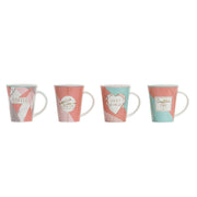 Henkelbecher DKD Home Decor Porzellan Orange Celeste Moderne (350 ml) (4 Stück)