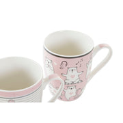 Henkelbecher DKD Home Decor Porzellan Rosa Weiß Für Kinder Bär (350 ml) (4 Stück)