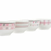 Schüssel DKD Home Decor Porzellan Rosa Weiß Bone China Porzellan (13 x 13 x 7 cm) (4 Stück)