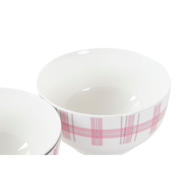 Schüssel DKD Home Decor Porzellan Rosa Weiß Bone China Porzellan (13 x 13 x 7 cm) (4 Stück)