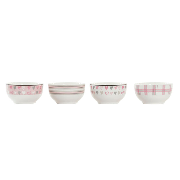Schüssel DKD Home Decor Porzellan Rosa Weiß Bone China Porzellan (13 x 13 x 7 cm) (4 Stück)
