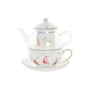 Teekanne DKD Home Decor Yachten Kristall Porzellan Weiß (250 ml)