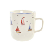 Henkelbecher DKD Home Decor Porzellan Yachten Rot Blau Weiß Mediterraner (380 ml)