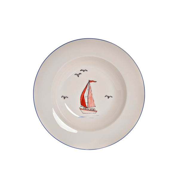 Suppenteller DKD Home Decor Yachten Porzellan (21,5 x 21,5 x 3,5 cm) (2 Stück)