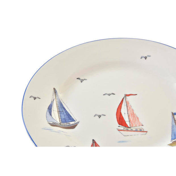 Flad plade DKD Home Decor Yachten Porzellan (19 x 19 x 2 cm)