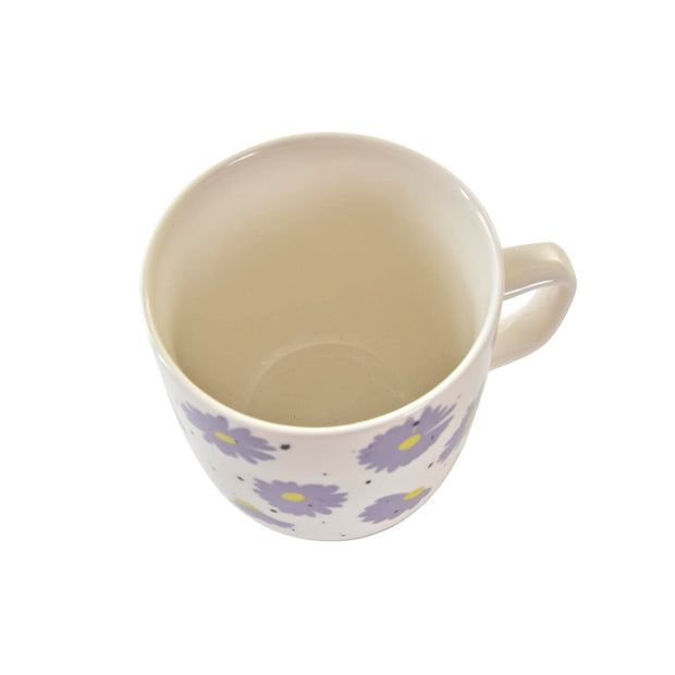 Henkelbecher DKD Home Decor Porzellan Weiß Bunt Blomster (380 ml) (4 Stück)