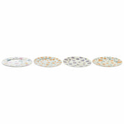 Flad plade DKD Home Decor Porzellan Weiß Bunt (27 x 27 x 2 cm) (4 Stück)