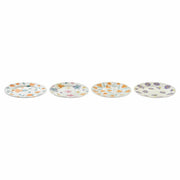 Flad plade DKD Home Decor Porzellan Weiß Bunt (19 x 19 x 2 cm) (4 Stück)