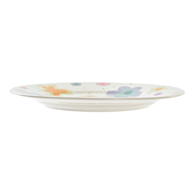 Flad plade DKD Home Decor Porzellan Weiß Bunt (19 x 19 x 2 cm) (4 Stück)