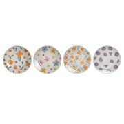 Flad plade DKD Home Decor Porzellan Weiß Bunt (19 x 19 x 2 cm) (4 Stück)
