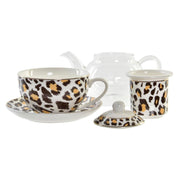 Teekanne DKD Home Decor Leopard Kristall Porzellan (250 ml) (2 Stück)