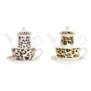 Teekanne DKD Home Decor Leopard Kristall Porzellan (250 ml) (2 Stück)