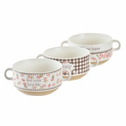 Schüssel DKD Home Decor Rosa Weiß Bone China Porzellan (16 x 12 x 6,5 cm) (3 Stück)