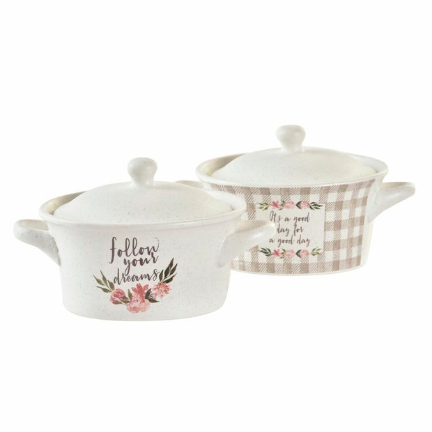Tasse mit Deckel DKD Home Decor Bone China Porzellan (16,5 x 13 x 9 cm) (3 Stück)