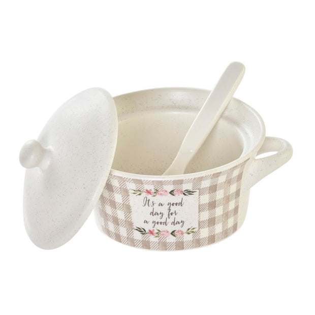 Tasse mit Deckel DKD Home Decor Bone China Porzellan (16,5 x 13 x 9 cm) (3 Stück)