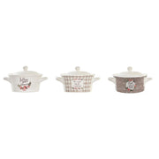 Tasse mit Deckel DKD Home Decor Bone China Porzellan (16,5 x 13 x 9 cm) (3 Stück)