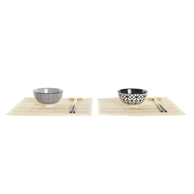 Sushi-Set DKD Home Decor Schwarz Weiß Bambus Steingut (14,5 x 14,5 x 31 cm)