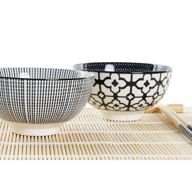 Sushi-Set DKD Home Decor Schwarz Weiß Bambus Steingut (14,5 x 14,5 x 31 cm)