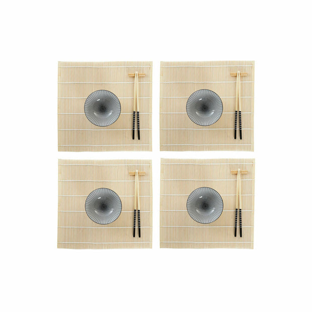 Sushi-Set DKD Home Decor Schwarz Bambus Steingut (14,5 x 14,5 x 31 cm)