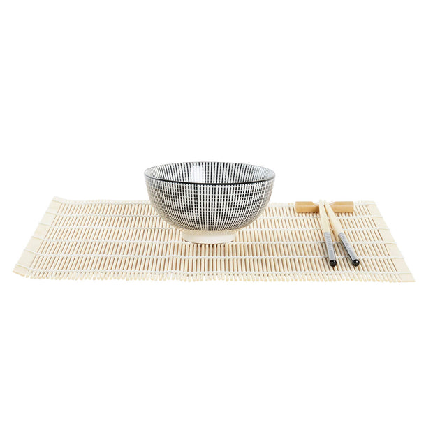 Sushi-Set DKD Home Decor Schwarz Bambus Steingut (14,5 x 14,5 x 31 cm)