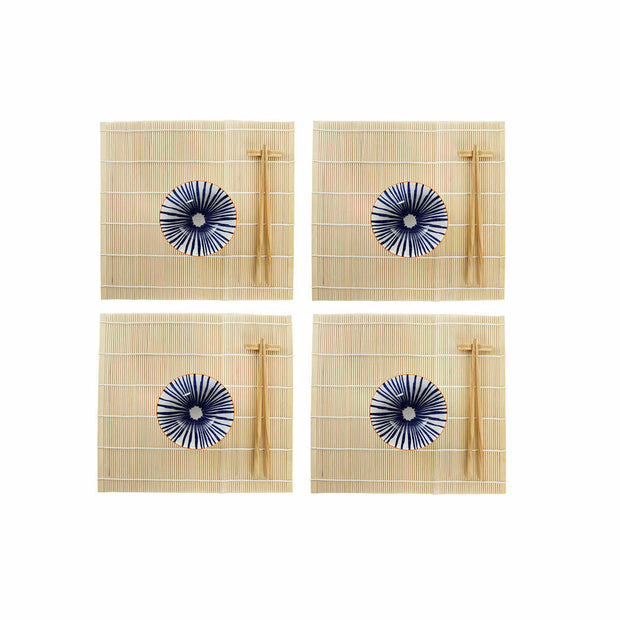 Sushi-Set DKD Home Decor Blau Weiß Bambus Steingut (14,5 x 14,5 x 31 cm)